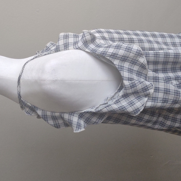 Gilly off-the-shoulder top with sleeves. Size S Blue/white plaid. 100% polyester - Picture 3 of 8
